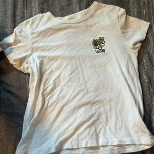 Vans Cream T-Shirt with Floral Embroidery